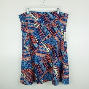 LulaRoe Azure A-Line Skirt Blue Peach White